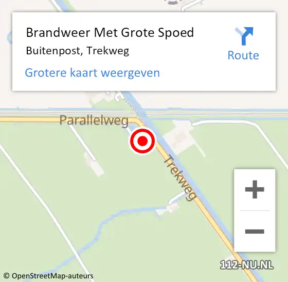 Locatie op kaart van de 112 melding: Brandweer Met Grote Spoed Naar Buitenpost, Trekweg op 12 december 2016 18:25