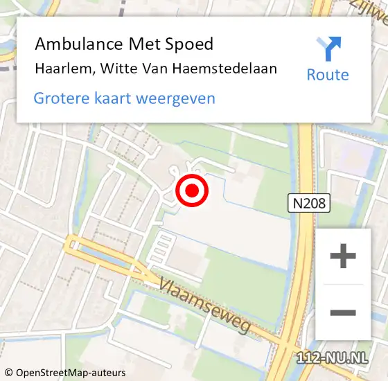 Locatie op kaart van de 112 melding: Ambulance Met Spoed Naar Haarlem, Witte Van Haemstedelaan op 12 december 2016 18:32