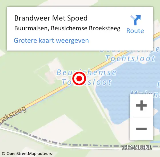 Locatie op kaart van de 112 melding: Brandweer Met Spoed Naar Buurmalsen, Beusichemse Broeksteeg op 12 december 2016 18:49