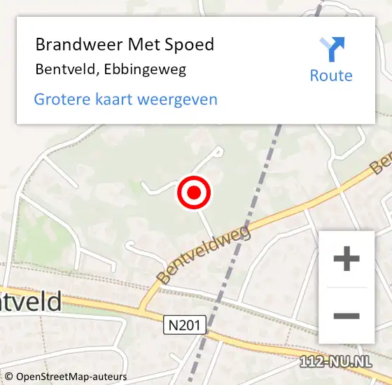 Locatie op kaart van de 112 melding: Brandweer Met Spoed Naar Bentveld, Ebbingeweg op 12 december 2016 18:52