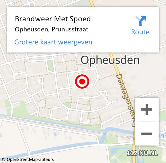 Locatie op kaart van de 112 melding: Brandweer Met Spoed Naar Opheusden, Prunusstraat op 12 december 2016 18:56