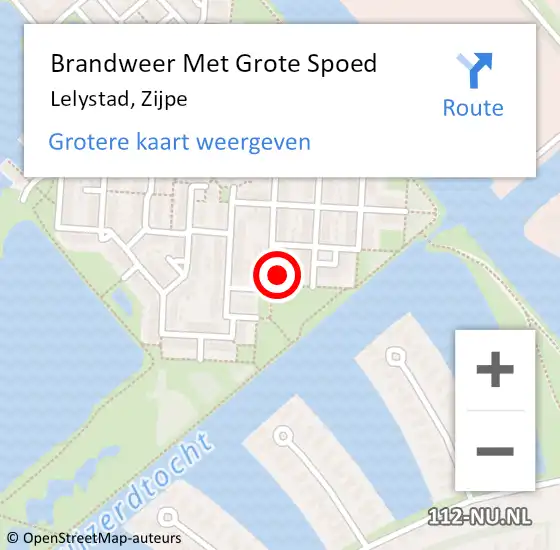 Locatie op kaart van de 112 melding: Brandweer Met Grote Spoed Naar Lelystad, Zijpe op 12 december 2016 19:13