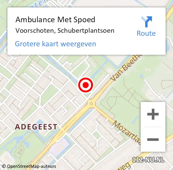 Locatie op kaart van de 112 melding: Ambulance Met Spoed Naar Voorschoten, Schubertplantsoen op 12 december 2016 19:25