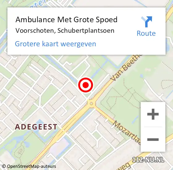 Locatie op kaart van de 112 melding: Ambulance Met Grote Spoed Naar Voorschoten, Schubertplantsoen op 12 december 2016 19:27