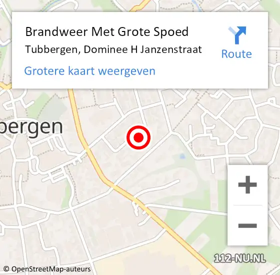 Locatie op kaart van de 112 melding: Brandweer Met Grote Spoed Naar Tubbergen, Dominee H Janzenstraat op 12 december 2016 19:54