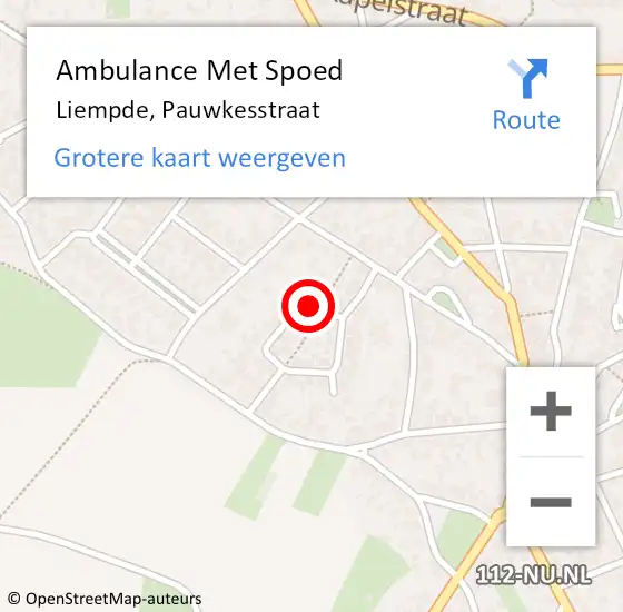 Locatie op kaart van de 112 melding: Ambulance Met Spoed Naar Liempde, Pauwkesstraat op 12 december 2016 20:27