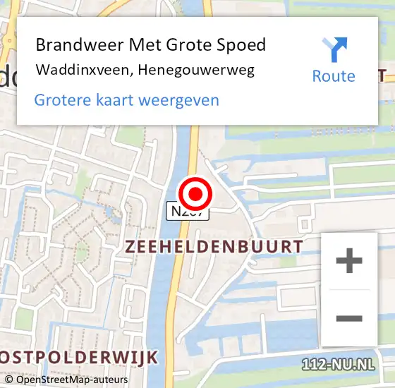 Locatie op kaart van de 112 melding: Brandweer Met Grote Spoed Naar Waddinxveen, Henegouwerweg op 12 december 2016 20:44