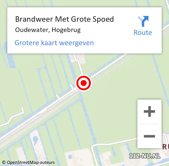 Locatie op kaart van de 112 melding: Brandweer Met Grote Spoed Naar Oudewater, Hogebrug op 12 december 2016 21:26