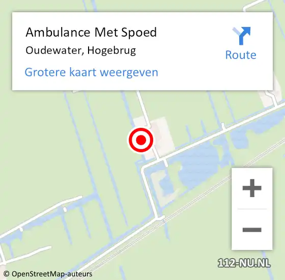 Locatie op kaart van de 112 melding: Ambulance Met Spoed Naar Oudewater, Hogebrug op 12 december 2016 21:27