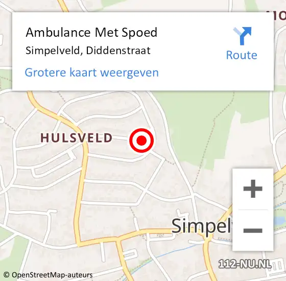 Locatie op kaart van de 112 melding: Ambulance Met Spoed Naar Simpelveld, Diddenstraat op 4 januari 2014 10:07