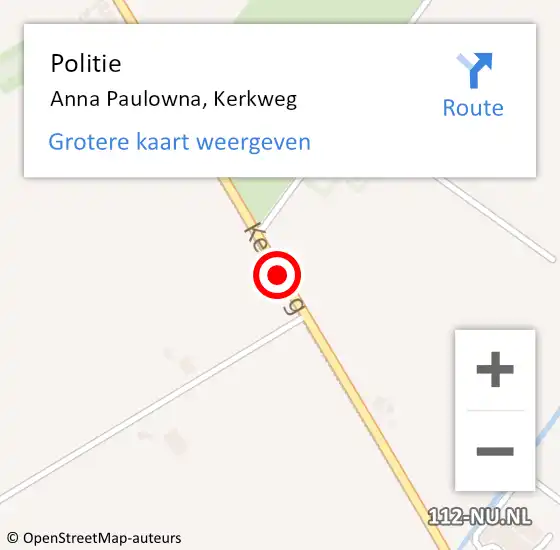 Locatie op kaart van de 112 melding: Politie Anna Paulowna, Kerkweg op 12 december 2016 21:40