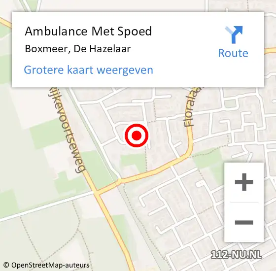 Locatie op kaart van de 112 melding: Ambulance Met Spoed Naar Boxmeer, De Hazelaar op 12 december 2016 23:05