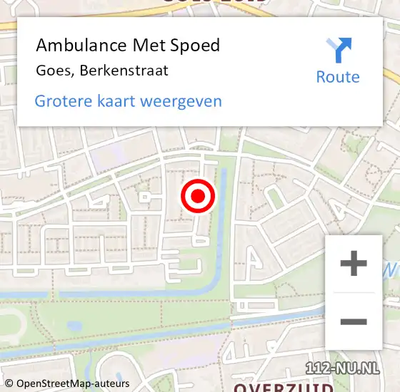 Locatie op kaart van de 112 melding: Ambulance Met Spoed Naar Goes, Berkenstraat op 12 december 2016 23:05