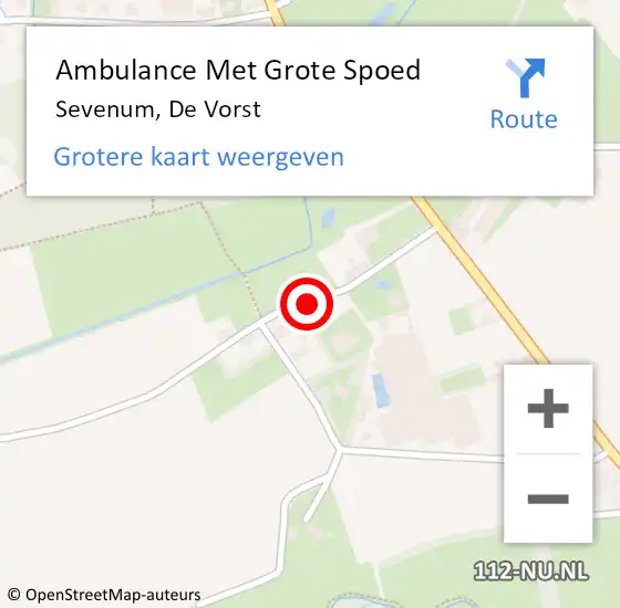 Locatie op kaart van de 112 melding: Ambulance Met Grote Spoed Naar Sevenum, De Vorst op 18 september 2013 11:05