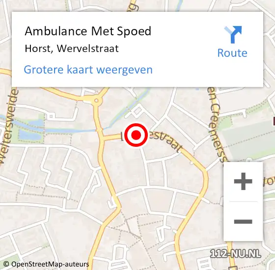 Locatie op kaart van de 112 melding: Ambulance Met Spoed Naar Horst, Wervelstraat op 4 januari 2014 10:17