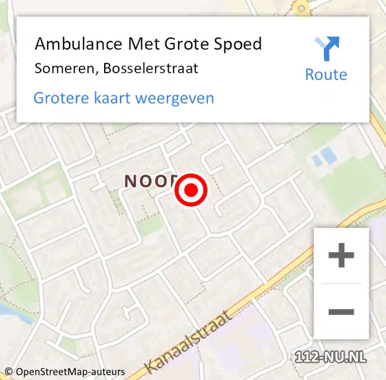 Locatie op kaart van de 112 melding: Ambulance Met Grote Spoed Naar Someren, Bosselerstraat op 13 december 2016 01:51