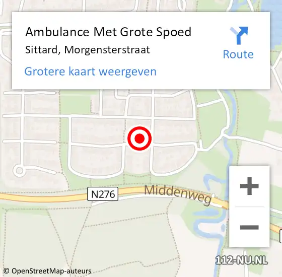 Locatie op kaart van de 112 melding: Ambulance Met Grote Spoed Naar Sittard, Morgensterstraat op 18 september 2013 11:06