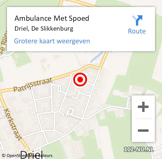Locatie op kaart van de 112 melding: Ambulance Met Spoed Naar Driel, De Slikkenburg op 13 december 2016 02:28