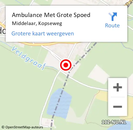 Locatie op kaart van de 112 melding: Ambulance Met Grote Spoed Naar Middelaar, Kopseweg op 13 december 2016 03:46