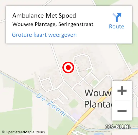 Locatie op kaart van de 112 melding: Ambulance Met Spoed Naar Wouwse Plantage, Seringenstraat op 13 december 2016 05:25