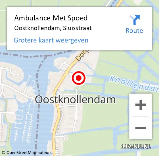 Locatie op kaart van de 112 melding: Ambulance Met Spoed Naar Oostknollendam, Sluisstraat op 13 december 2016 06:52