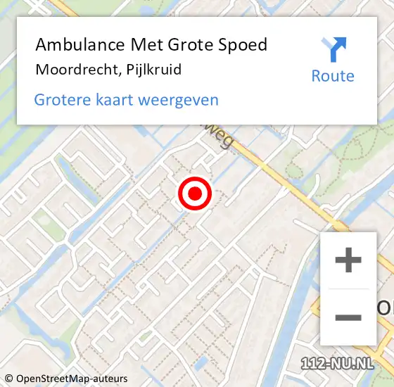 Locatie op kaart van de 112 melding: Ambulance Met Grote Spoed Naar Moordrecht, Pijlkruid op 13 december 2016 07:01