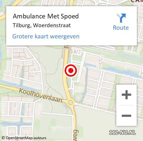 Locatie op kaart van de 112 melding: Ambulance Met Spoed Naar Tilburg, Woerdenstraat op 13 december 2016 08:25