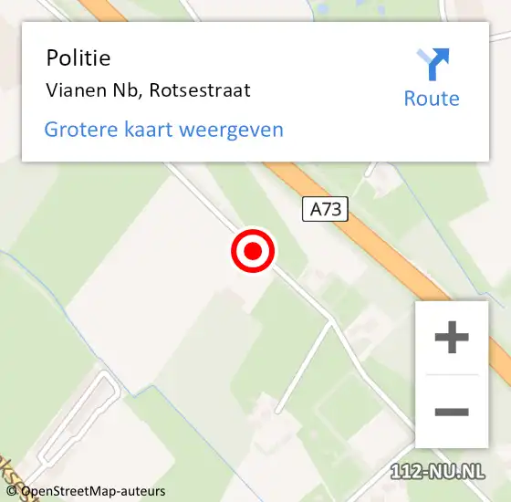 Locatie op kaart van de 112 melding: Politie Vianen Nb, Rotsestraat op 13 december 2016 08:30