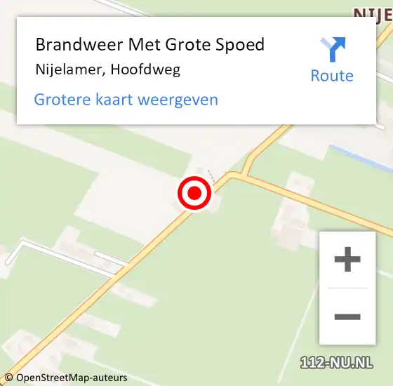 Locatie op kaart van de 112 melding: Brandweer Met Grote Spoed Naar Nijelamer, Hoofdweg op 13 december 2016 08:30