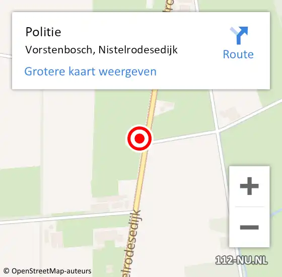 Locatie op kaart van de 112 melding: Politie Vorstenbosch, Nistelrodesedijk op 13 december 2016 08:31