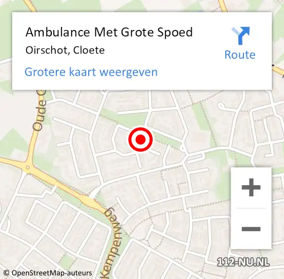 Locatie op kaart van de 112 melding: Ambulance Met Grote Spoed Naar Oirschot, Cloete op 13 december 2016 08:33