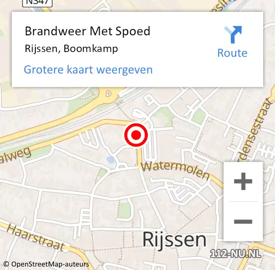 Locatie op kaart van de 112 melding: Brandweer Met Spoed Naar Rijssen, Boomkamp op 13 december 2016 09:28