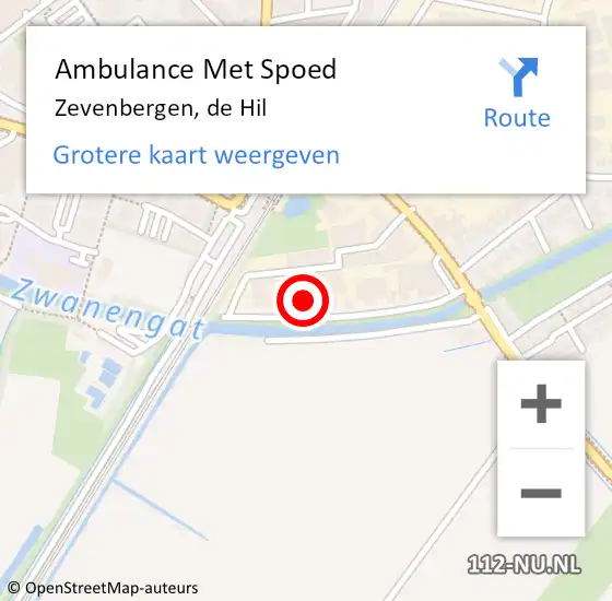 Locatie op kaart van de 112 melding: Ambulance Met Spoed Naar Zevenbergen, de Hil op 13 december 2016 09:37