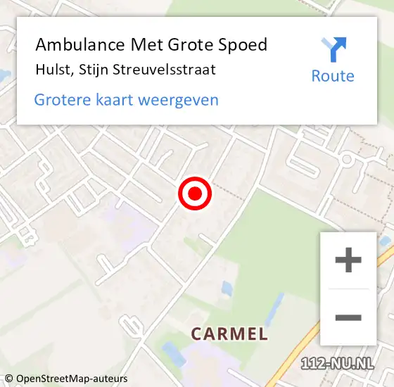 Locatie op kaart van de 112 melding: Ambulance Met Grote Spoed Naar Hulst, Stijn Streuvelsstraat op 13 december 2016 09:40