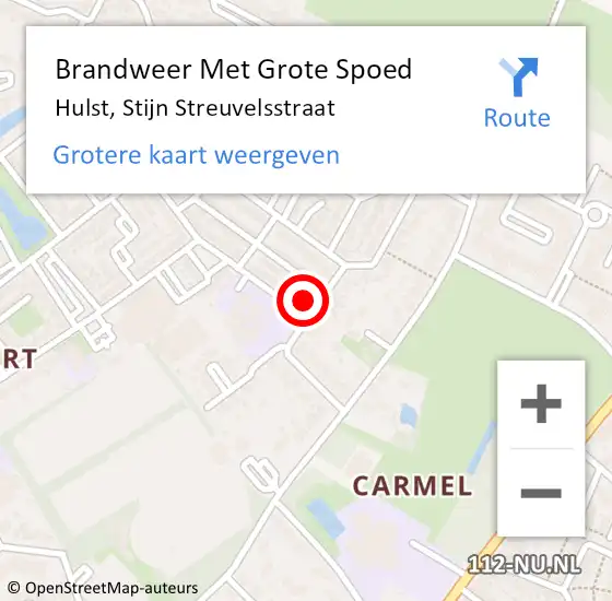 Locatie op kaart van de 112 melding: Brandweer Met Grote Spoed Naar Hulst, Stijn Streuvelsstraat op 13 december 2016 09:48