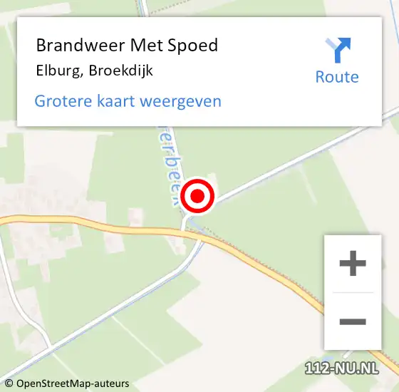 Locatie op kaart van de 112 melding: Brandweer Met Spoed Naar Elburg, Broekdijk op 4 januari 2014 10:53