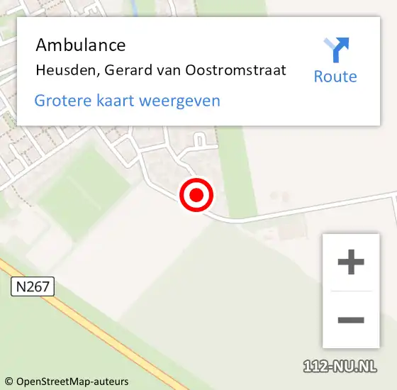 Locatie op kaart van de 112 melding: Ambulance Heusden, Gerard van Oostromstraat op 13 december 2016 10:02