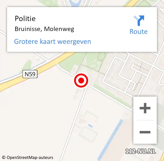 Locatie op kaart van de 112 melding: Politie Bruinisse, Molenweg op 13 december 2016 10:24