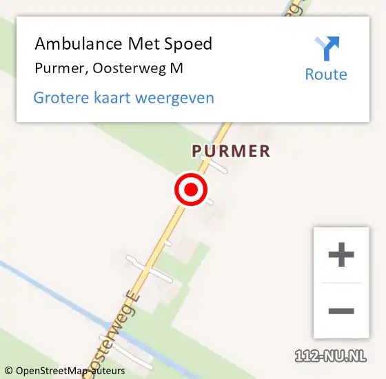 Locatie op kaart van de 112 melding: Ambulance Met Spoed Naar Purmer, Oosterweg M op 13 december 2016 11:21