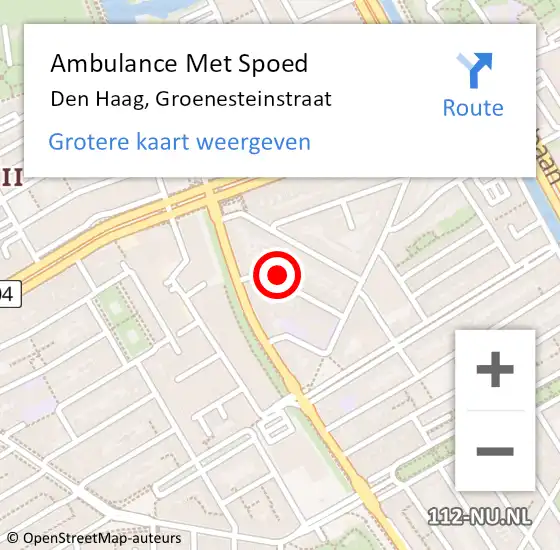 Locatie op kaart van de 112 melding: Ambulance Met Spoed Naar Den Haag, Groenesteinstraat op 13 december 2016 11:32