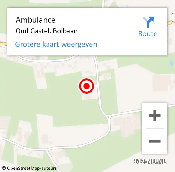 Locatie op kaart van de 112 melding: Ambulance Oud Gastel, Bolbaan op 13 december 2016 11:47
