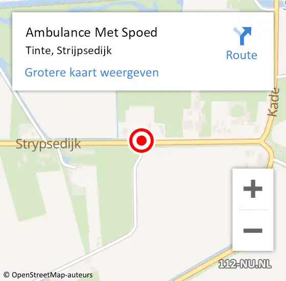 Locatie op kaart van de 112 melding: Ambulance Met Spoed Naar Tinte, Strijpsedijk op 13 december 2016 11:50