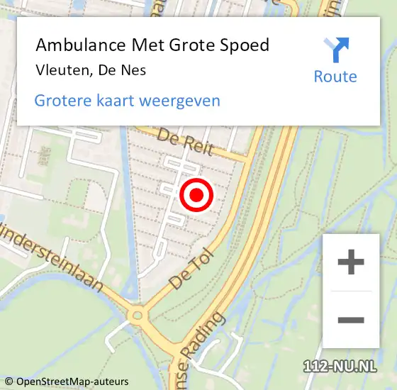 Locatie op kaart van de 112 melding: Ambulance Met Grote Spoed Naar Vleuten, De Nes op 13 december 2016 12:48