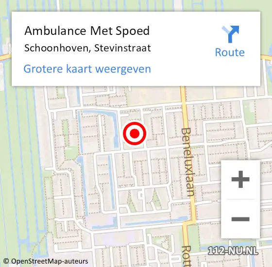 Locatie op kaart van de 112 melding: Ambulance Met Spoed Naar Schoonhoven, Stevinstraat op 13 december 2016 12:59