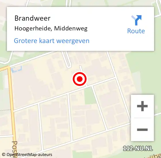 Locatie op kaart van de 112 melding: Brandweer Hoogerheide, Middenweg op 13 december 2016 13:45