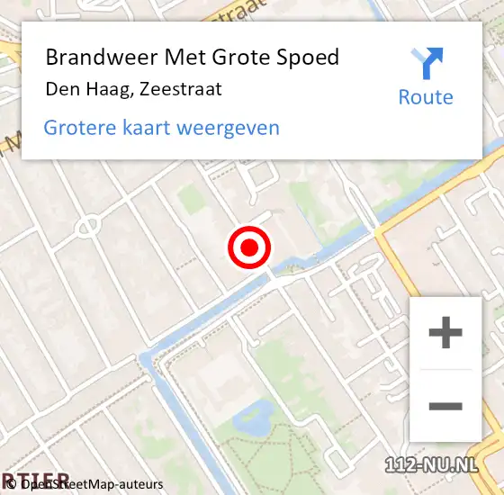 Locatie op kaart van de 112 melding: Brandweer Met Grote Spoed Naar Den Haag, Zeestraat op 13 december 2016 14:08
