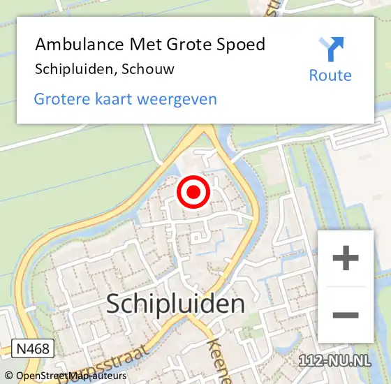 Locatie op kaart van de 112 melding: Ambulance Met Grote Spoed Naar Schipluiden, Schouw op 13 december 2016 14:23