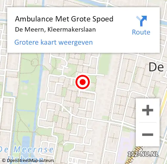 Locatie op kaart van de 112 melding: Ambulance Met Grote Spoed Naar De Meern, Kleermakerslaan op 13 december 2016 14:32