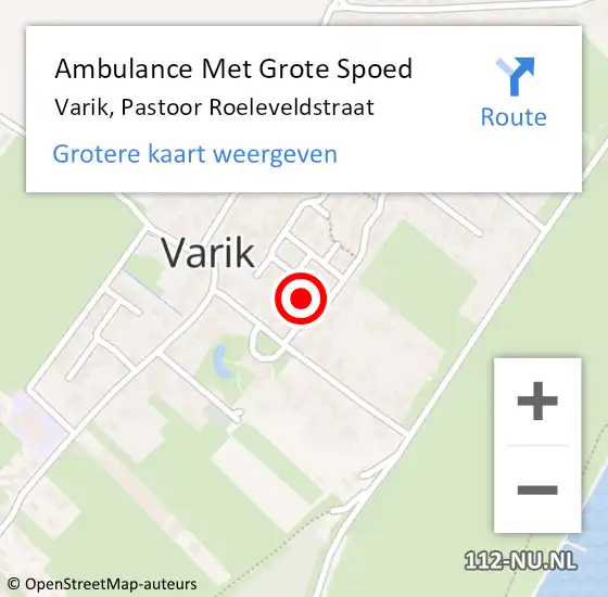 Locatie op kaart van de 112 melding: Ambulance Met Grote Spoed Naar Varik, Pastoor Roeleveldstraat op 13 december 2016 14:52