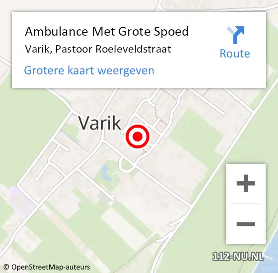 Locatie op kaart van de 112 melding: Ambulance Met Grote Spoed Naar Varik, Pastoor Roeleveldstraat op 13 december 2016 14:54